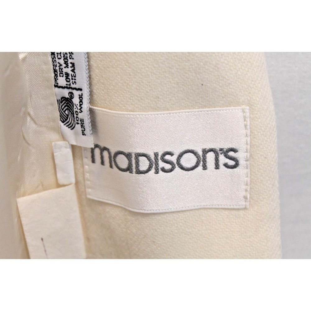 Madisons Vintage Wool Blazer Womens size 10 Ivory Lined Single Breasted - Picture 9 of 11